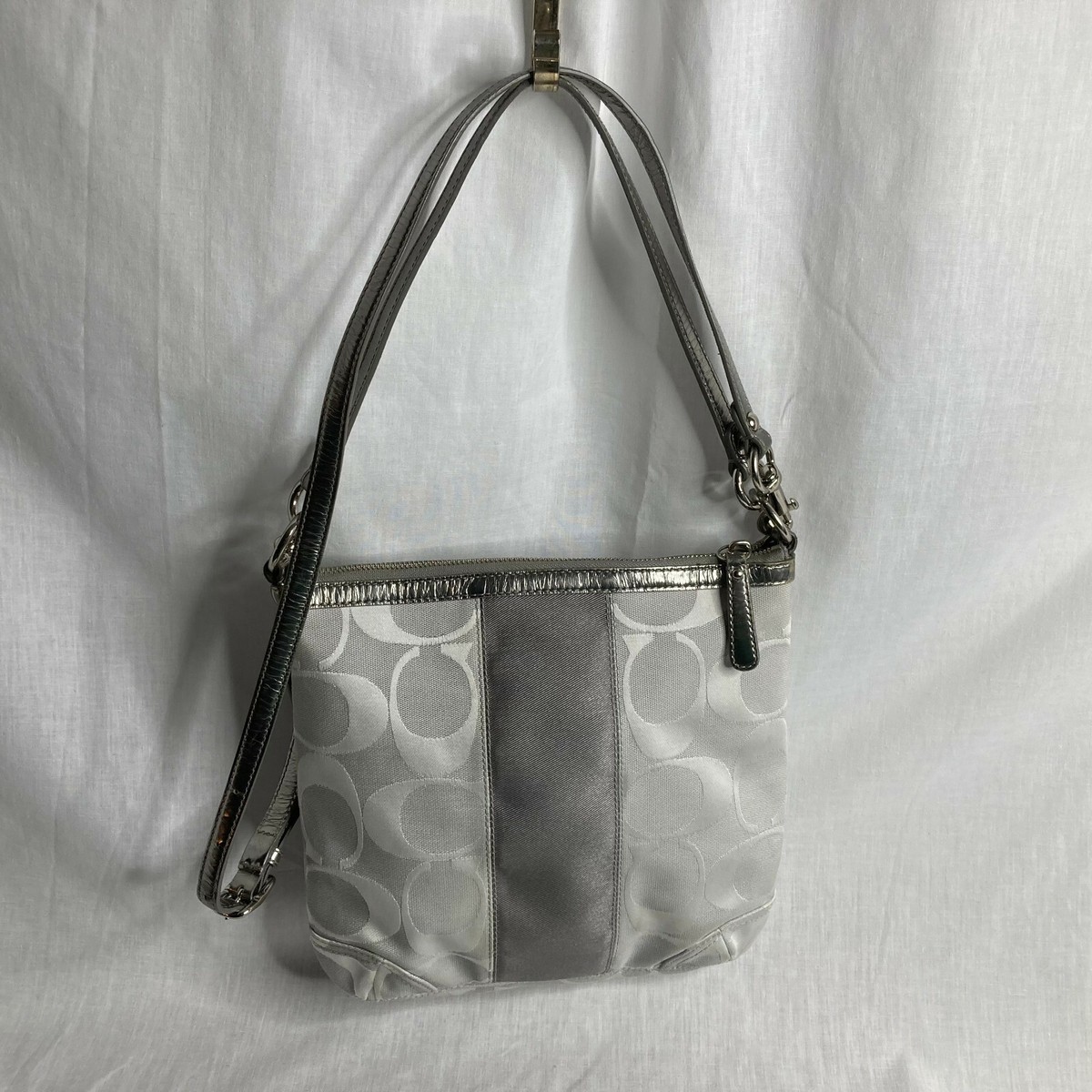 Coach 13278 Silver/Graphite Signature Crossbody/Shoulder Bag
