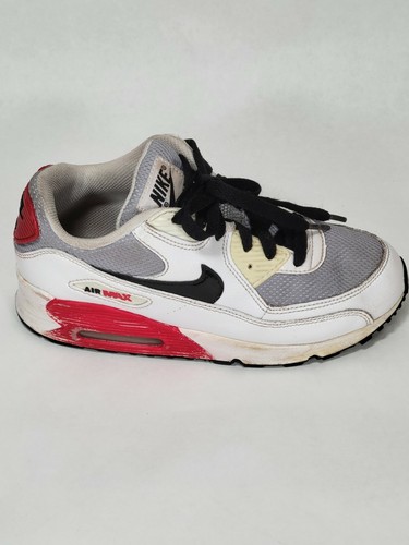 Nike Air Max 90 (GS) 307793-130, White/Black/Wolf Kids Size 2Y