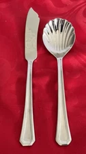 Gorham 18/8 stainless Fairview butter knife 7 1/8" & sugar spoon 6 1/8" NM