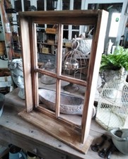 DEKO FENSTER MIT ABLAGE REGAL HOLZ SHABBY VINTAGE ANTIK STIL HOLZ NEU