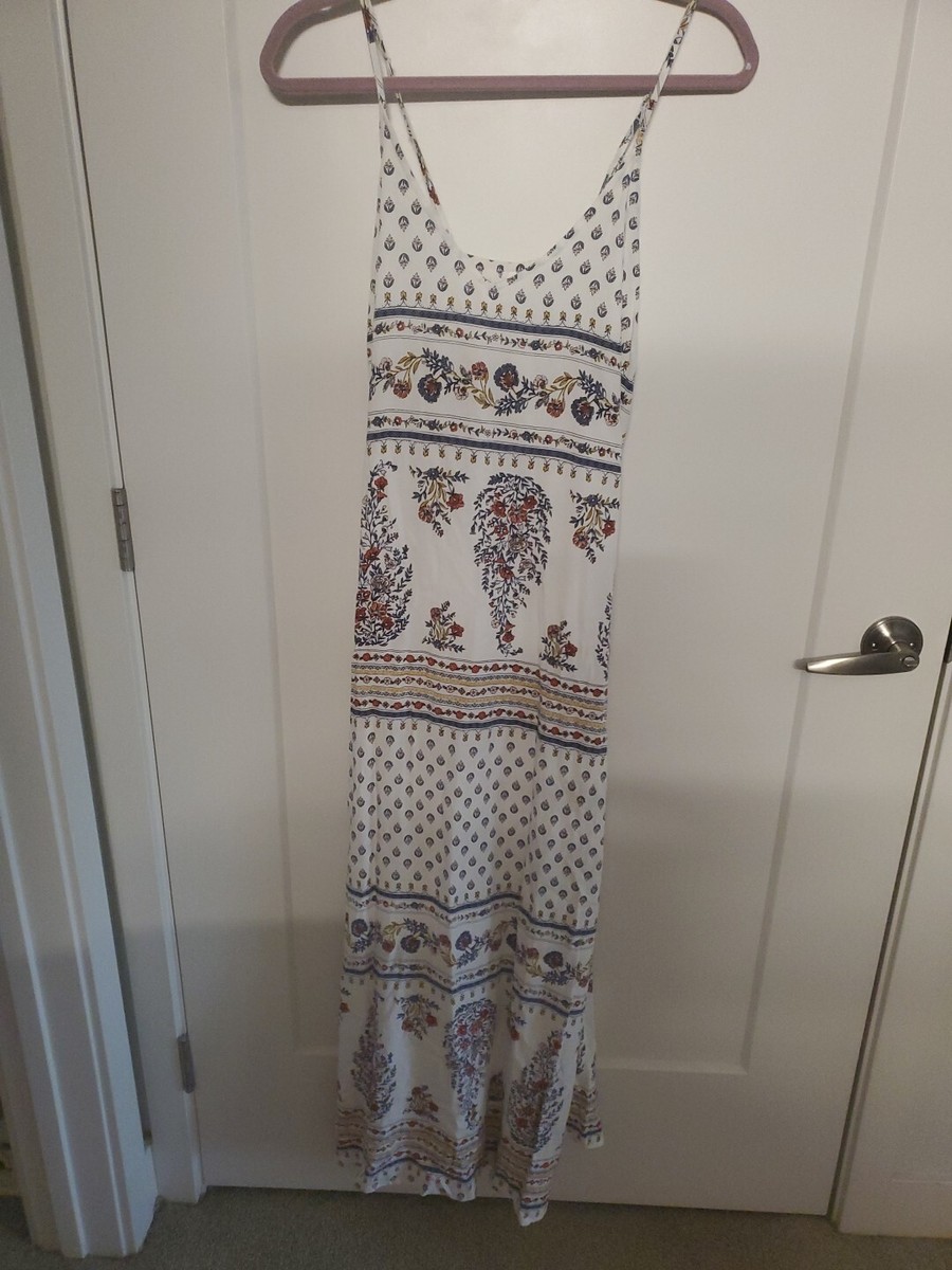 old navy boho dresses Maxi Dress XL Colorful Floral Peasant neck smocked waist elasticized