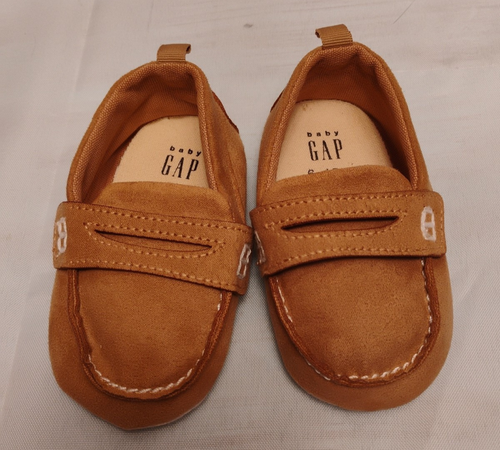 Baby GAP 6-12m Tan Khaki Suede Infant Penny Loafers Loafer Slip On Shoes EUC - Picture 2 of 9