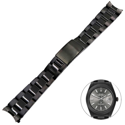 Black PVD/DLC Strap Bracelet for Rolex Oyster Date Just 20mm Stainless Steel