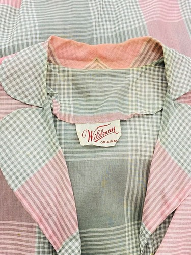 Vintage 1950s pink gray plaid dress cotton sheer short sleeve 1940s XL plus size - Picture 7 of 7