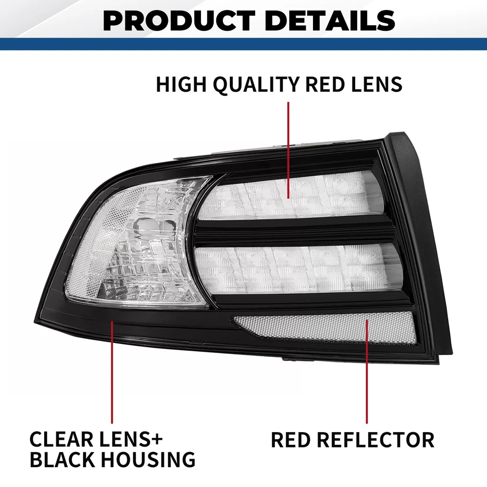 Juego de halógenos de lente transparente carcasa trasera trasera negra para Acura TL 04 05 06 07 08 Foto 3 de 4