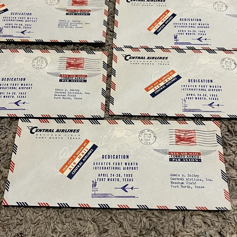 1953 INVESTOR LOT CENTRAL AIRLINES 7 COVERS DEDICATION FORT WORTH AIRPORT - Image 2 of 4