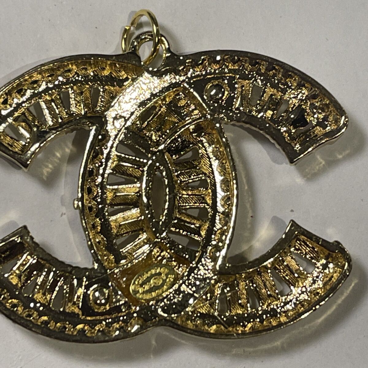 CHANEL Stamped Button Gold NEW! Zipper Pull Zircon CHANEL Stamped Button Gold NEW! Zipper Pull Zircon