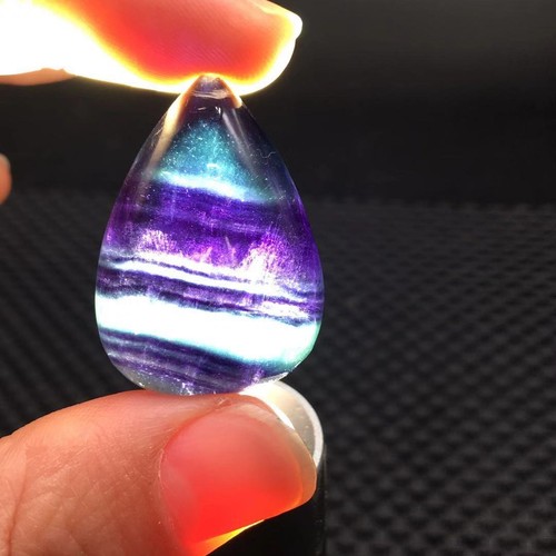 Natural Rainbow Fluorite Gemstone Crystal Water Drop Pendant DIY Healing 1Pc - Picture 3 of 17