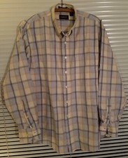 GANT Mens 100 Cotton Pinpoint Shirt XL Button Blue Plaid button down collar