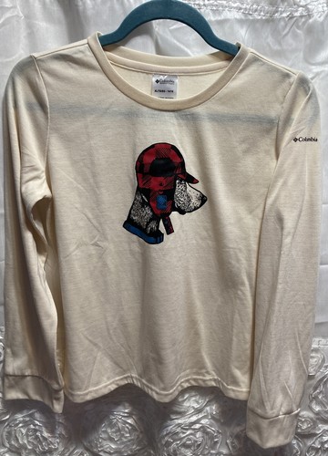 COLUMBIA Sportswear LS Beige Graphic Tee Winter Hat Dog Youth XL 14/16 (18w22l) - Picture 2 of 6