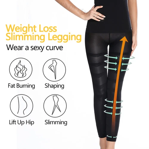 Women's Sculpting Slimming Leggings Tummy Control High Waist Trainer Body Shaper - Picture 11 of 25