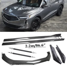Carbon Fiber Front Bumper Lip Spoiler & Side Skirt For Acura MDX SUV Body