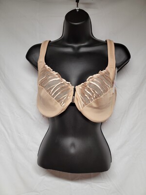 Paramour by Felina Angie Women's Front Close Minimizer Bra, 40D, Beige NWT