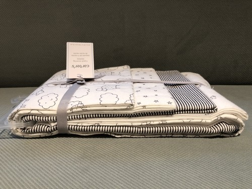 Carters 4 Receiving Blankets Baby Lamb Sheep Stars Stripe Cotton Unisex New - Picture 3 of 9