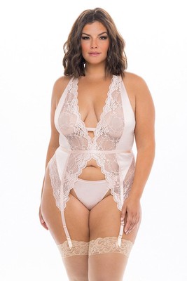 Oh la la Cheri Curve Plus Noah Merrywidow w/Garter Straps Peach Whip