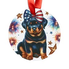 Patriotic Rottweiler Dog Acrylic Ornament, Holiday Decor, Pet Lovers Gift