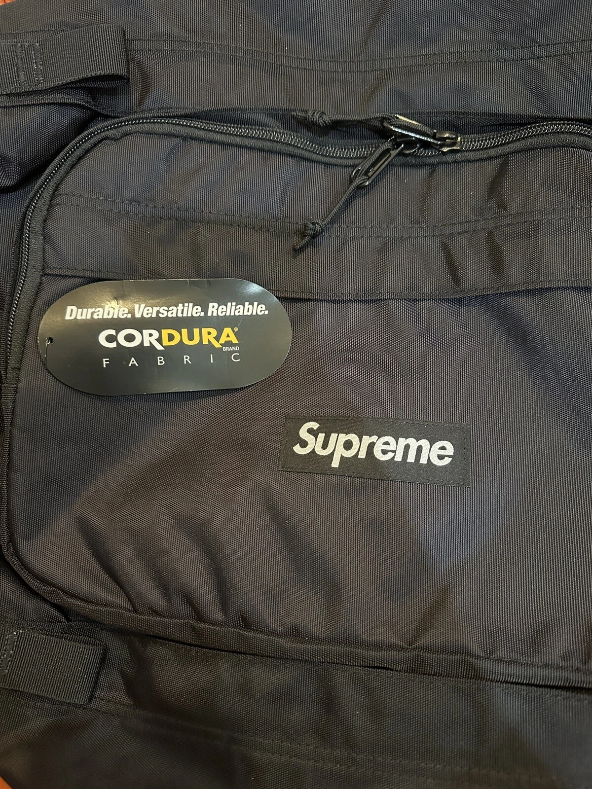 FW19 Supreme noir sac de sport boîte messager logo tissu cordura étiquettes neuves