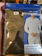 The NEW Men's Thermal Black 2 Piece 100% Cotton Set - Pants And Shirt Size XL-G6