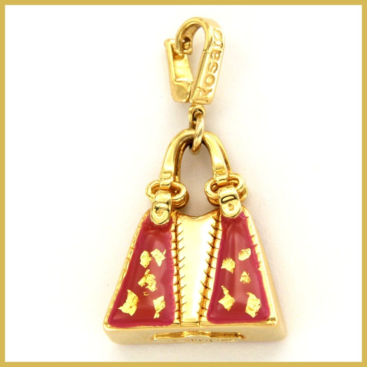 Rosato 18k charm ロサート 18カラット チャーム 18k 750 Real Yellow GOLD and ENAMEL 3d Purse Bag Rosato