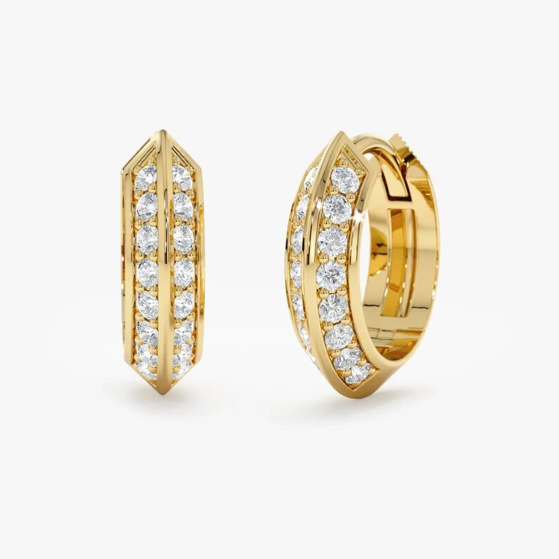 Women BirtDay Gift Lab Grown/CVD Diamond Certified Hoop Earring 14k Yellow Gold