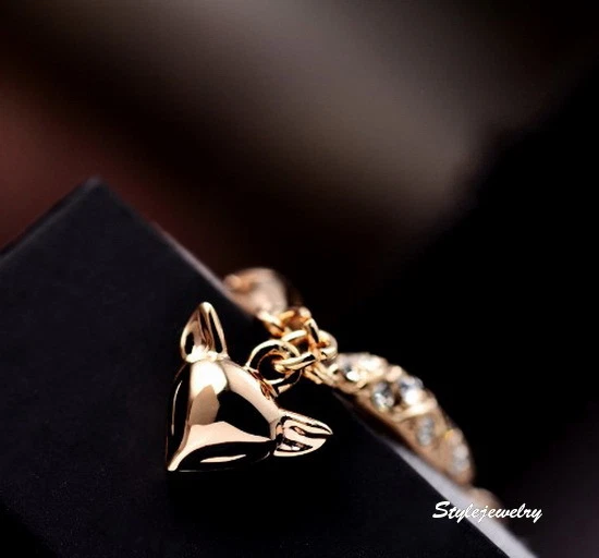 Rose Gold Filled Made with Swarovski Crystal Women Fashion Fox Bracelet T11 - Image 4 of 4