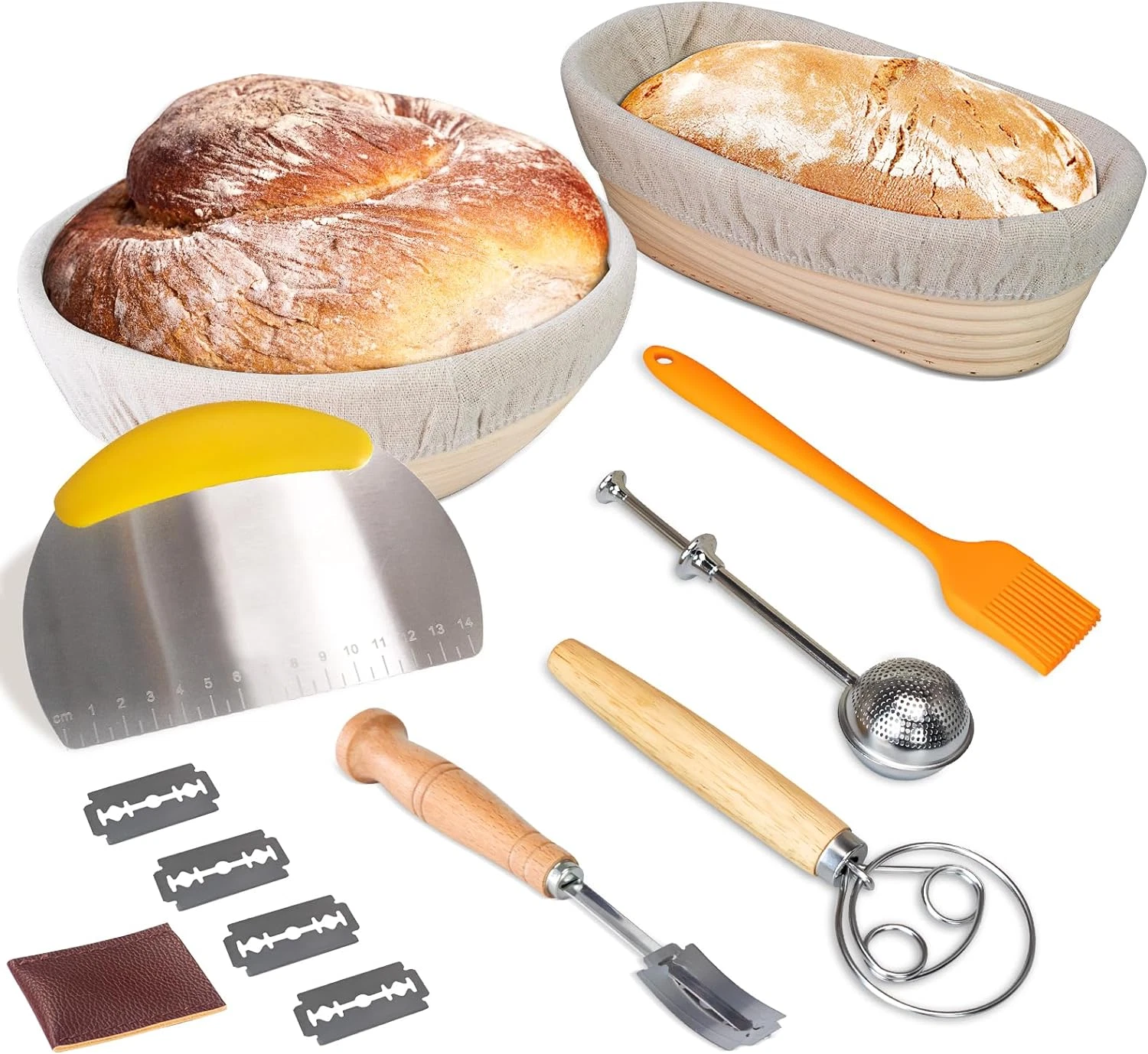 Banneton Bread Proofing Baskets 9" Round & 10" Oval Sourdough Baking Complete Se