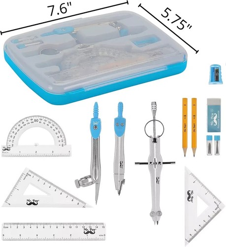 Metal Geometry Kit Set, 13PCS Math Compass and Protractors Geometry Drawing Tool - Picture 4 of 9