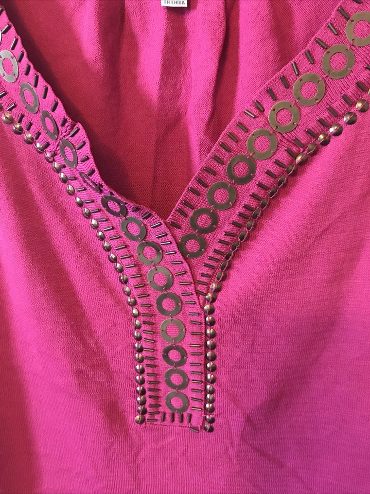 Joseph розовый вязаный без рукавов украшенный верхний размер маленький большой v-образным вырезом женщин - Изображение 4 из 4