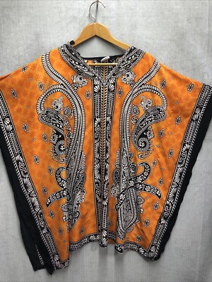 ESY Studio EY Kimono One Size Orange Black Gold Embellishments 