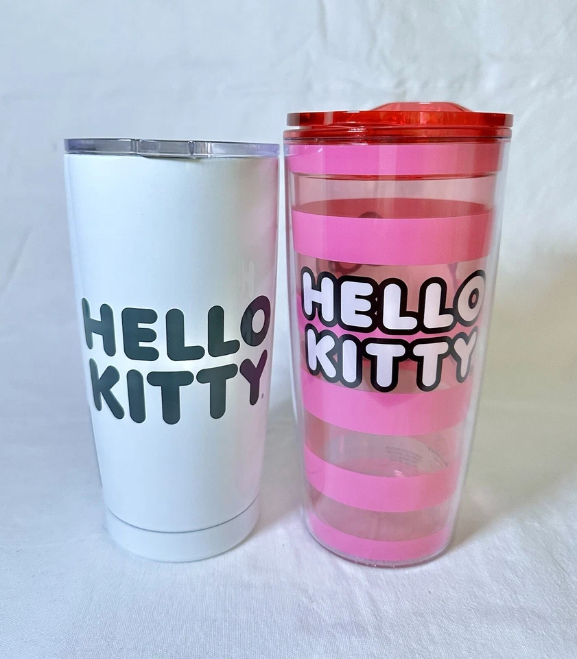 2 vasos de viaje Sanrio Hello Kitty nuevos de acero inoxidable y acrílico sin BPA 20 oz Foto 2 de 4