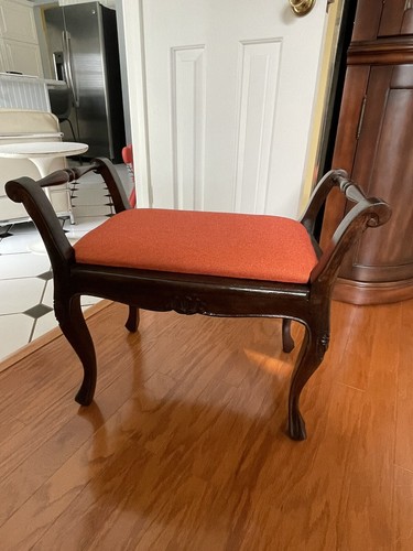 Vtg Louis XVI Style Mahogany Piano Vanity Window Cane Seat Bench Restored NICE