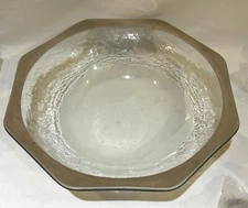 VTG ANNIEGLASS Octagon Serving Bowl Platinum Rim 11" Signed Numbered 38/312 USA