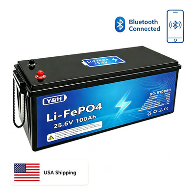 Y&H 24V 100AH LiFePO4 Lithium Battery with Bluetooth 3000 Cycles BMS Protection