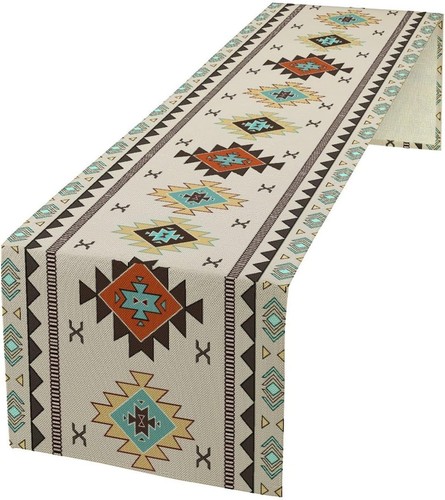 Aztec Southwest Table Runner,Ethnic Style Design Geometric 13x36inch, Aztec-4