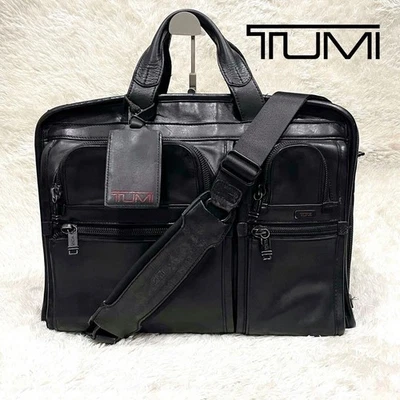 Sac d'affaires extensible Tumi Alpha en cuir 2 voies noir 96108DH - Photo 1/4