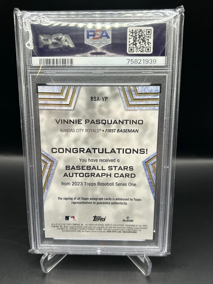 2023 Topps Baseball Stars Vinnie Pasquantino BSA-VP Rookie Auto RC PSA Gem-MT 10 - Image 2 of 2