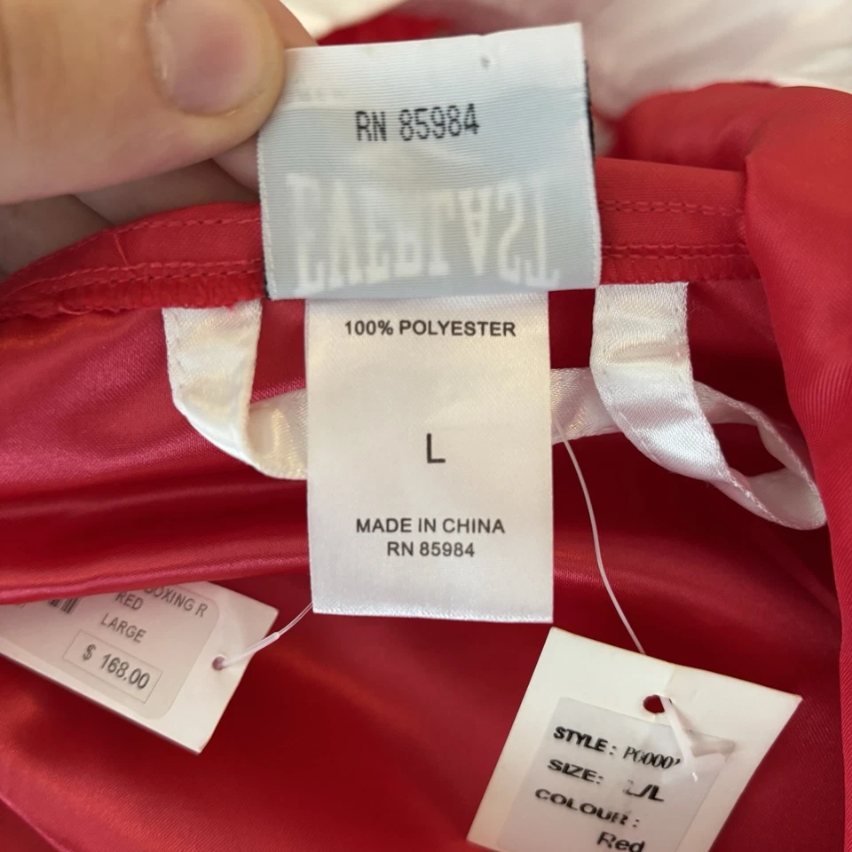 Bata de boxeo Supreme X Everlast roja satinada con capucha talla L Foto 4 de 4