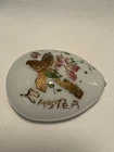 Vintage Victorian 3" Hand Painted Milk Glass Easter Egg Cross Flowers