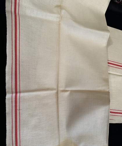 4 NWOT ! 40’s 50’s Kitchen Dish Towels NOS Crisp Stripe Design Blue & Red - Picture 3 of 3