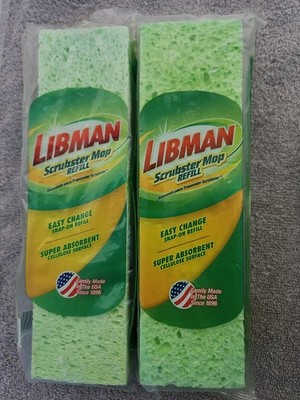 2 Pack Libman Scrubster Mop Refill #03105 Easy Change Snap-On Absorbent New