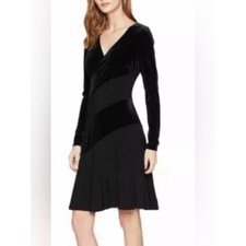 Lauren Ralph Lauren Elvarina dress black velvet diagonal wrap quiet luxury US 10