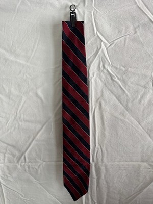 Robert Talbott Silk Tie Red Navy Stripe Hand Seen Classic USA Designer 