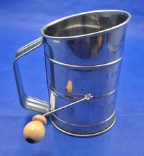 2 Cup Silver Metal Flour Sifter Gently Used