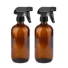 2 Pack 16oz Amber Glass Spray Bottles Refillable Empty Dark Glass Spray Bottles