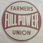 Antique Farmers Union Full Power Vintage Porcelain Sign for Collectors