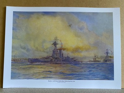 Royal Navy battleship naval  art print HMS Benbow by William Lionel  Wyllie