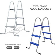 33 inch Pool Step Ladder Double Sided Above Ground Metal Frame Swimming Pool