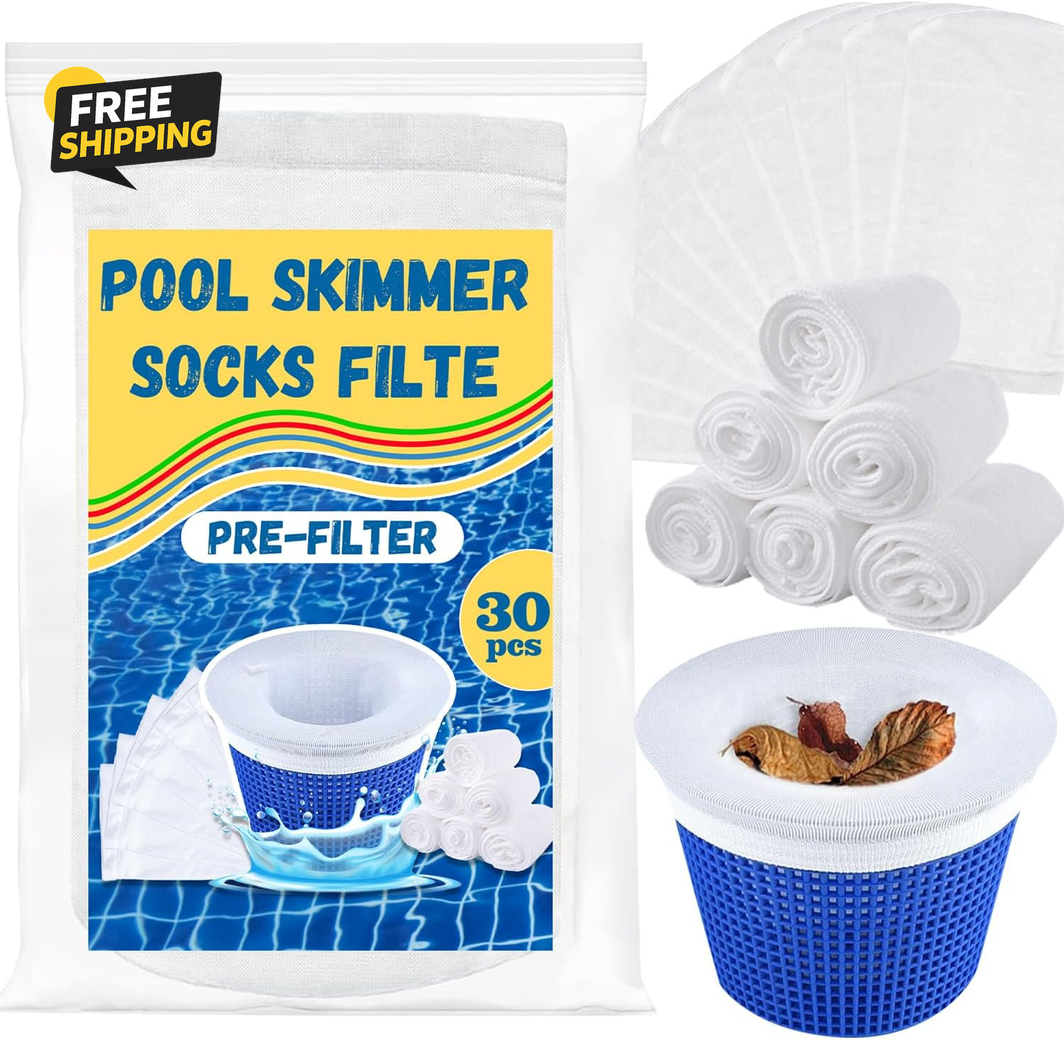 30 Pack Pool Skimmer Socks,Pool Filter Socks for Skimmer Basket for above Ground