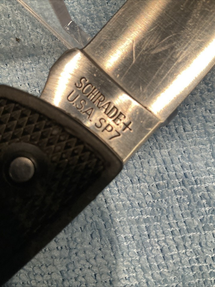 Sp7 Sign Schrade + USA SP7 Single Blade Black Synthetic Scales 5” Closed Good ...