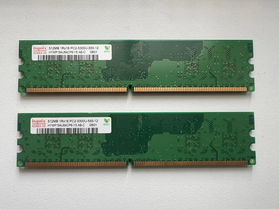 Hynix 1GB 2 x 512MB DDR2 667MHz PC2-5300U Desktop RAM Memory (HYMP164U64CP6-Y5) - Image 2 of 3